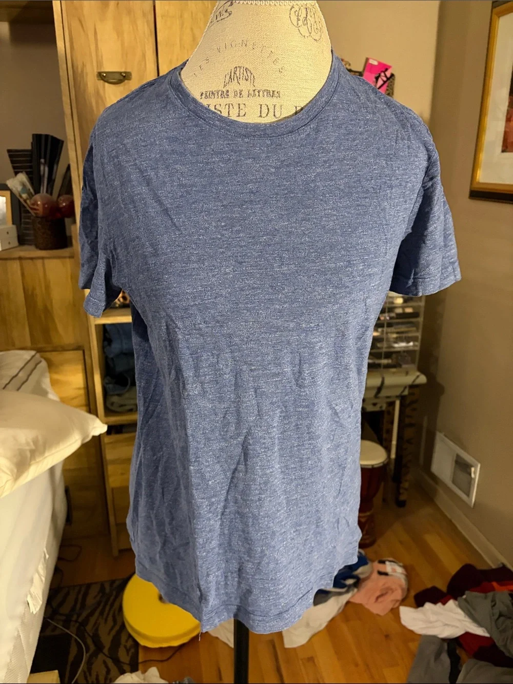 Men's Heather Blue Banana Republic Crewneck T-Shirt - Small
